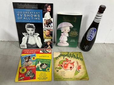 Vintage children sountrack 45's, The Guide to Precious Moments books, limited edition Coors light
