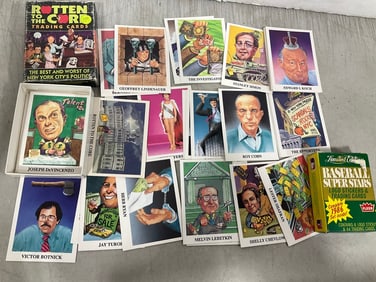 1989 Rotten to the Core trading cards and Fleer 1986 baseball superstars cards