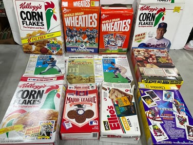 Vintage food boxes with famous players and more