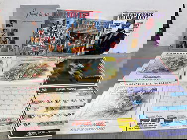 Vintage calendars(Campbells/NY Yankees) and various books