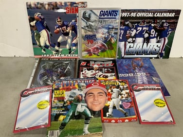 Sports magazines, Ken Griffey Jr. valentine cards, NY Devils notepads, and more