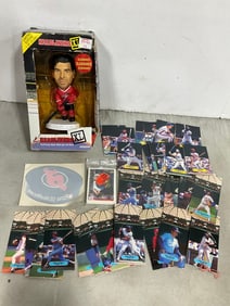 Vintage baseball pop up card figures, Headliners XL Chris Chelios figure with COA, and more