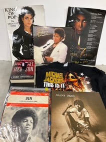 Michael Jackson Lot (Record, Hard Cover Books, Tshirt (XL), and more)