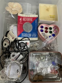Various Jewelry Making Accessories, Silver Medallion, and more