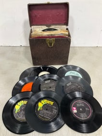 Vintage 45s in Record Case