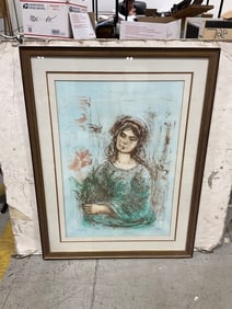 Framed Babs with Flowers lithographic print(31.5in.x39in.)