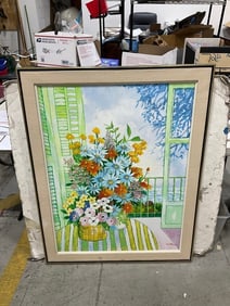 Floral artwork signed Van Pitterson(36in.x46in.)