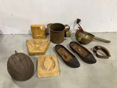 Vintage Wooden Shoes, Molds, and Kitchen Items