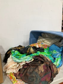 Large tub of vintage textiles