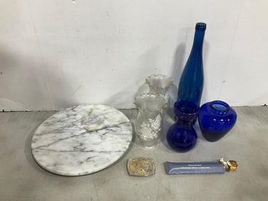 Magnifier, belt buckle, vases, and more(tallest 13in.)