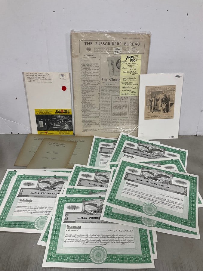 Vintage certificates, 1910 The Subscrubers Bureau, and more: Vintage certificates, 1910 The Subscrubers Bureau, and more