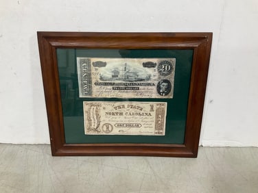 Framed Confederate Bills *unknown if original*