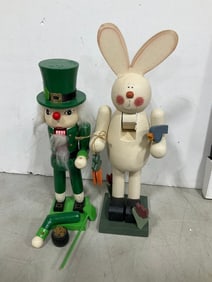 Nutcracker *needs repair* and Easter Bunny Decor