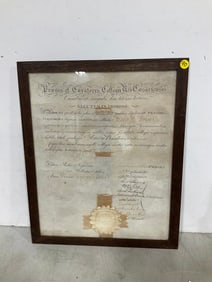 Framed 1827 College Diploma of David Bogart with Original Seal (15inx18in)