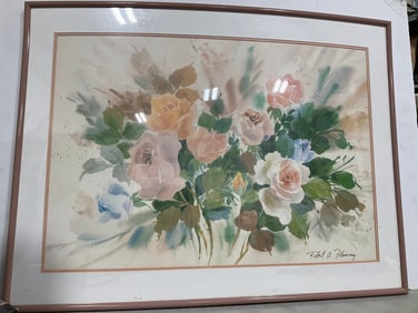 Framed and Signed Floral Artwork (31inx41in)