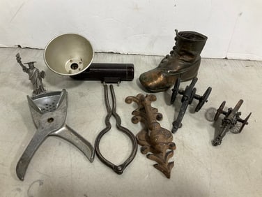 Vintage Jar Wrench, Pewter Statue of Liberty, Shoe Decor, and more