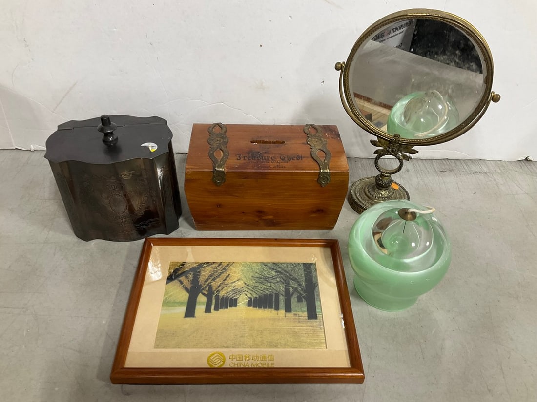 Vintage Mirror, Metal Trinket Box, Treasure Chest, and more (Tallest - 10.25in Tall) (1 of 1)