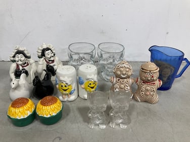 Crystal Skull Glasses, Various Pepper/Salt Shakers, and more