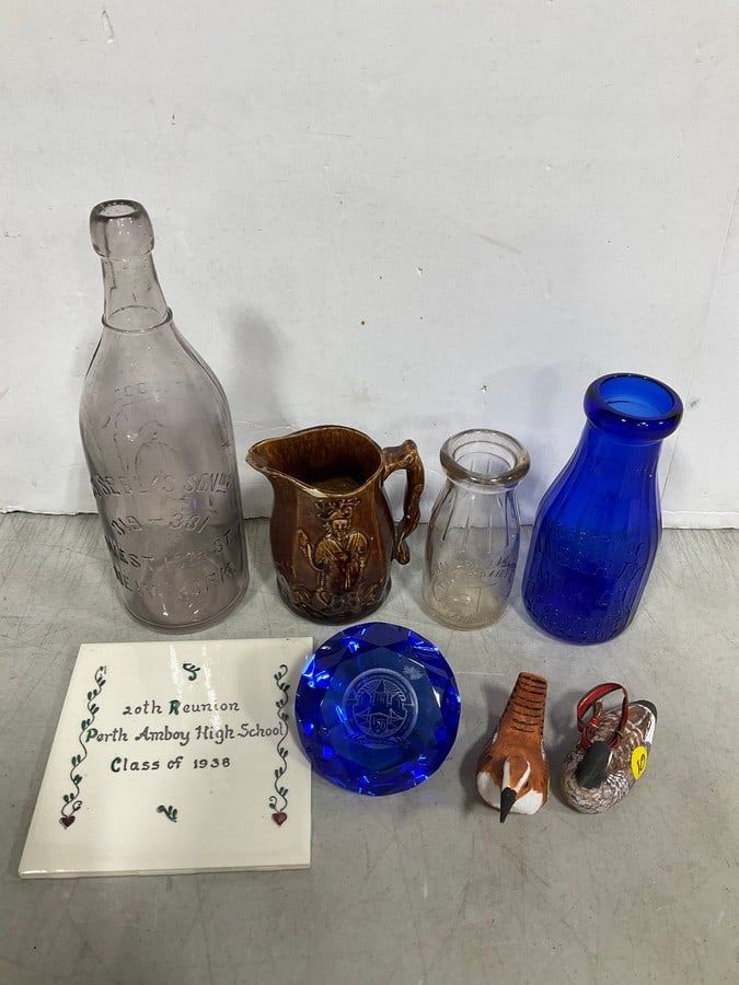 Various Glass Dairy Bottles (Buffalo NY,  Ocean Grove NJ, etc), Crystal Paperweight, and more (1 of 1)