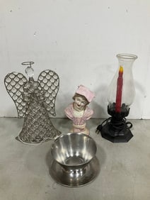 Angel Decor, Ceramic Girl Statue, Stainless Steel Bowl, and more (Tallest - 12.5in)