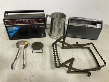 Personal Radios (Panasonic, General Electric), Seth Harter Cup, and other Vintage Items