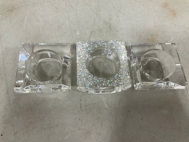 Oleg Cassini signed crystal paperweights