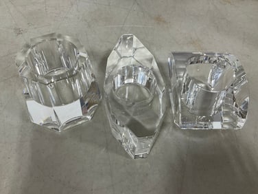 Oleg Cassini signed crystal paperweights