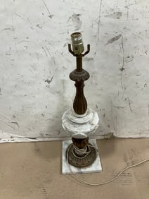 Mid 20th century marble and brass lamp(24in.tall)