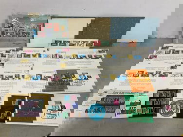 Vintage philatelic souvenir cards and stamps