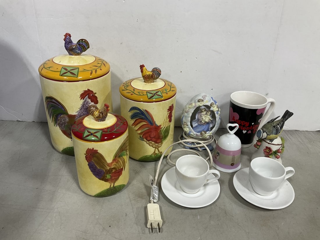 Sakura ceramic canisters(11.5in.tallest), ceramic night light, and more (1 of 1)