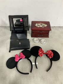 Disney headbands, Mary Kay foldable mirror, jewelry organizer, and more