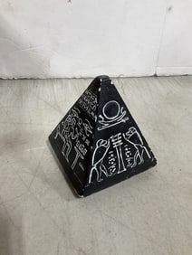 Vintage egyptian black pyramid with hieroglyphs(4.5in.tall)
