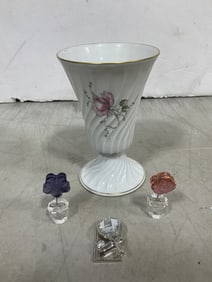 Haviland goblet(5in.tall) and Lemouse/Swavorski crystal