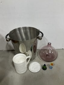 Waterford ice bucket, porcelain tea infuser mug, and more