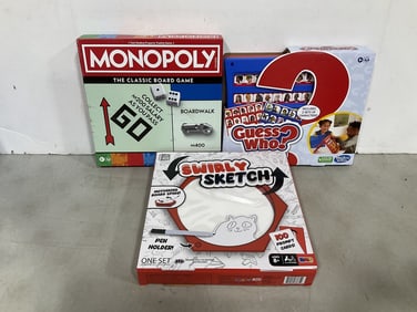 Various board games(new-Monopoly, Guess Who, and more)