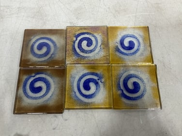 Artist made glass coasters