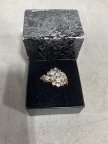 Gold over sterling ring with diamonds