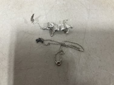 Pewter pin and necklace