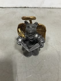 Pewter bear angel statue(4in.tall)