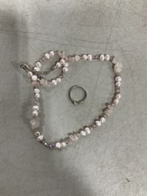 Sterling and crystal necklace/ring