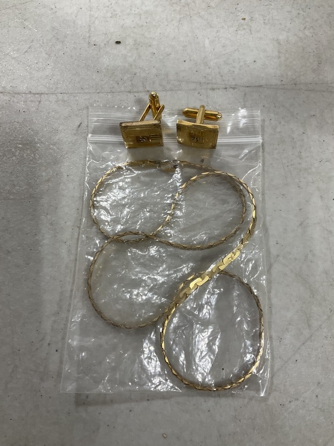 Gold over sterling chain and cuff links: Gold over sterling chain and cuff links