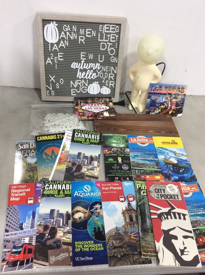 Letter Board Decor, Mr. P One Man Shy Table Lamp, Various Brochures/Postcards, and more (1 of 1)