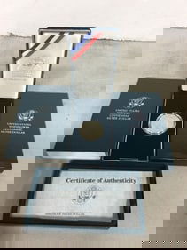 US Eisenhower Centennial Silver Dollar with COA