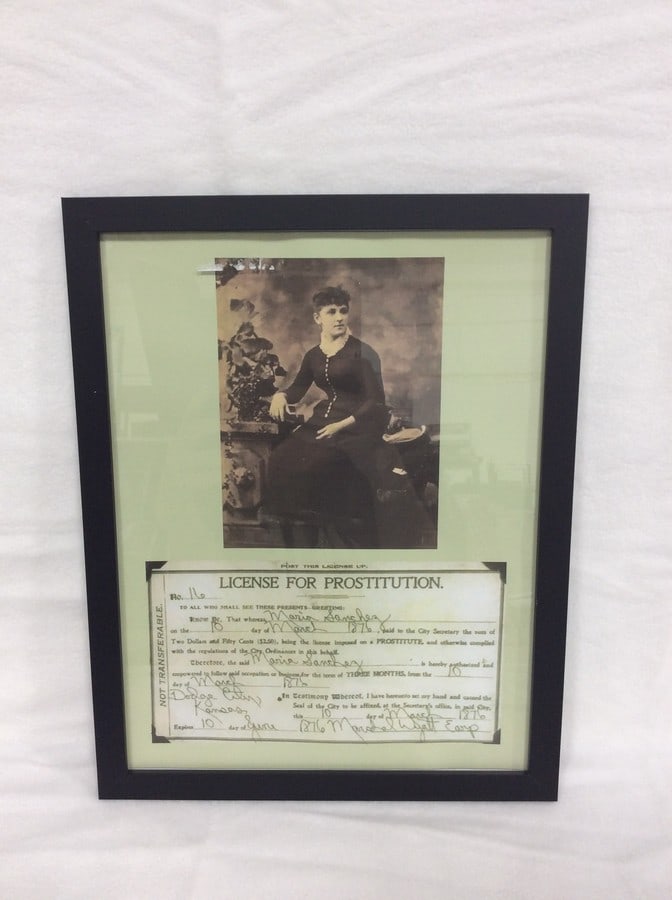 Framed Copy/print of a Wild West prostitution license(9.5in.x12in.) (1 of 1)