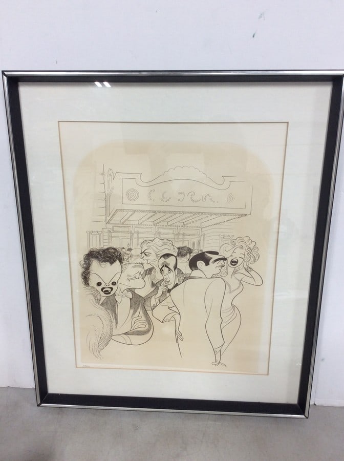 Framed Al Hirschfeld Etching (22inx26in): Framed Al Hirschfeld Etching (22inx26in)