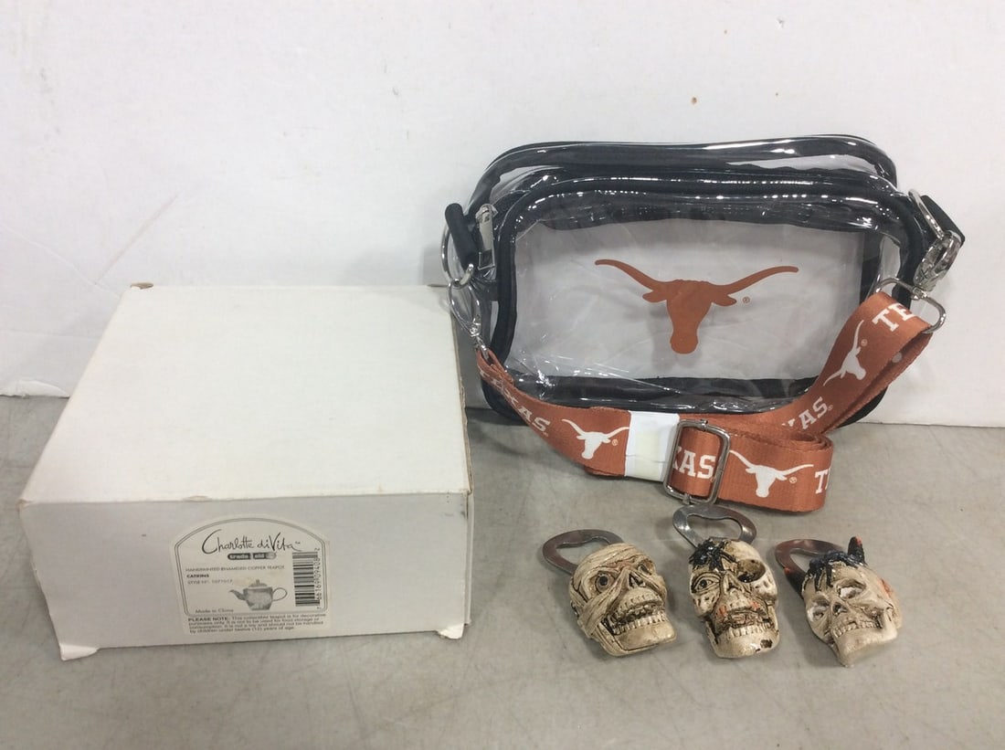 Skull Bottle Openers Texas Handbag, and Oriental Tea Pot (1 of 1)