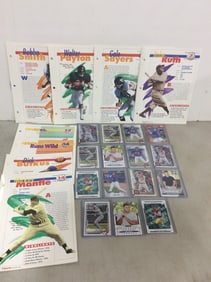 Various Baseball Cards and NFL Players Highlights Sheets