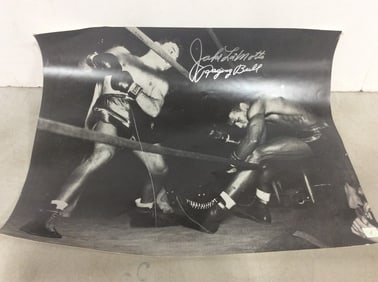 Jake Lamotta Knockout of Sugar Ray Robinson Signed Photograph (16inx20in)
