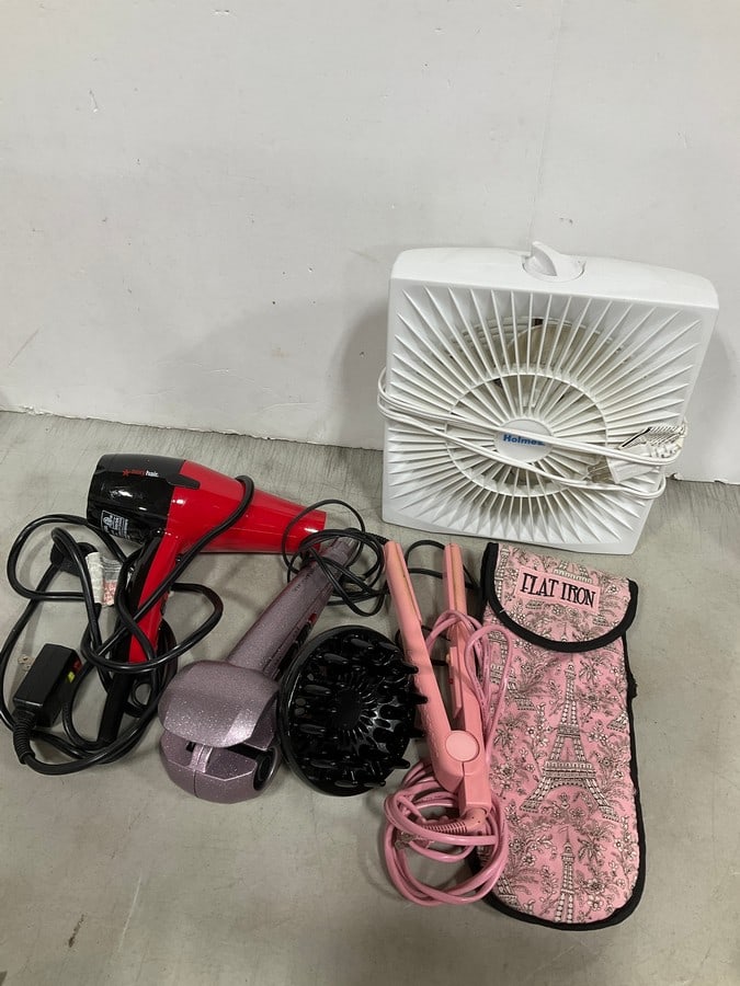 Holmes plug in fan and various hair appliances(flat iron, blow dryer, and more): Holmes plug in fan and various hair appliances(flat iron, blow dryer, and more)