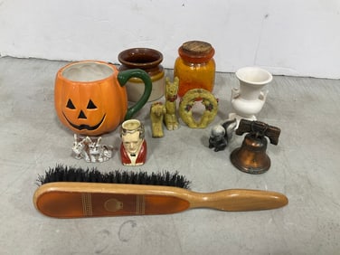 J.Tyler character jug(2in.tall), liberty bell, trinkets, and more